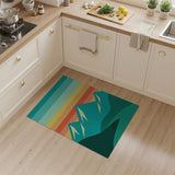 Striped Teal Mountain Sunset Area Rug