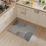 Grey Abstract Curved Grey Area Rug