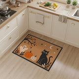 Brown Halloween Black Cat Area Rug