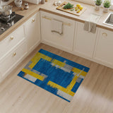 Modern Blue Yellow Geometric Abstract Area Rug