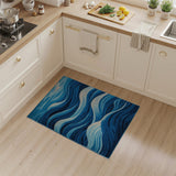 Layered Blue Waves Area Rug