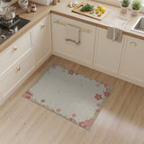 Blush Pink Floral Embroidery Border Rug