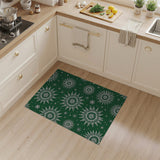 Green Sunflower Snowflake Area Rug