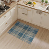 Navy Blue and Cream Plaid Woven Area Rug