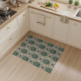 Ornate Green Floral Damask Area Rug