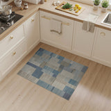 Blue Patchwork Stripe Geometric Area Rug