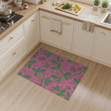 Vibrant Pink Green Leaf Swirl Area Rug