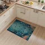 Teal Underwater Coral Reef Sea Life Rug