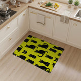 Yellow Playful Black Cats Yellow Area Rug
