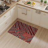 Bold Red Black Zigzag Stripe Geometric Rug