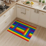 Rainbow Striped Geometric Area Rug