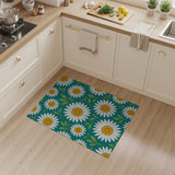 Blue and Teal Teal Daisy Floral Area Rug
