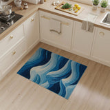 Geometric Modern Abstract Blue Waves Area Rug