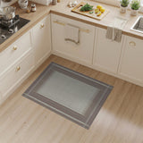 Rustic Brown Tan Plaid Border Area Rug
