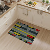 Geometric City Street Scene Area Rug