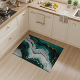 Emerald Marble Gold Vein Abstract Area Rug