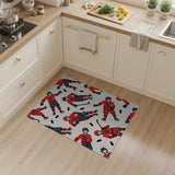 Washable Ice Hockey Sports Area Rug - Red & Navy Low Pile Playroom Mat