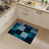 Layered Blue Teal Geometric Block Rug