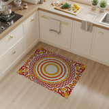 Vibrant Red Orange Mandala Boho Area Rug