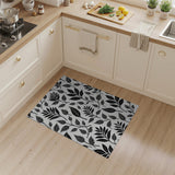 Black Silhouette Leaves Area Rug