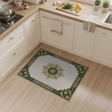 Ornate Green and Gold Medallion Area Rug