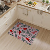 ODIKA Red Cardinal & Evergreen Washable Area Rug - Low Pile, Non-Slip & Pet Friendly