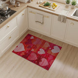 Red Vibrant Red Hearts Geometric Area Rug