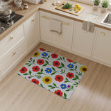 Vibrant Red Poppy Sunflower Floral Rug
