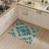 Blue and Teal Teal Damask Persian Area Rug