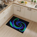 Vibrant Blue Teal Swirl Abstract Area Rug
