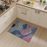 Abstract Wavy Cloud Area Rug in Blues Pink Grey