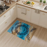 Swirling Black Fish Coastal Beach Rug