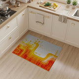 Vibrant Orange Wave Geometric Area Rug