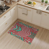 Bold Red Teal Zigzag Heritage Tribal Rug