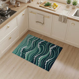 Coastal Beach Blue and Teal Ocean Waves Area Rug