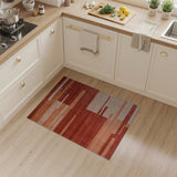 Modern Geometric Red Orange Stripe Area Rug