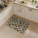 Brown Tan Woven Timber Geometric Rug