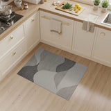 Abstract Area Sweeping Grey Waves Abstract Area Rug