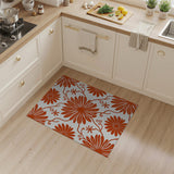 Burnt Orange Daisy Floral Area Rug