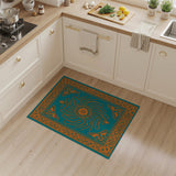 Teal Sunburst Medallion Persian Area Rug