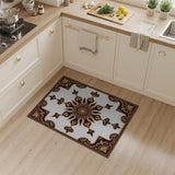 Ornate Maroon Gold Medallion Area Rug