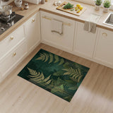 Golden Ferns on Emerald Green Distressed Rug