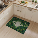 ODIKA Washable Green Forest Map Artistic Area Rug - Low Pile Non-Slip