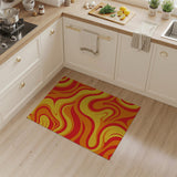 Vibrant Wavy Abstract Area Rug in Fiery Oranges