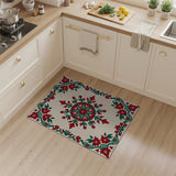 Red Teal Floral Persian Medallion Area Rug