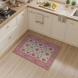 Pink Floral Persian Area Rug with Gold Accents