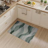 Abstract Teal Wave Area Rug