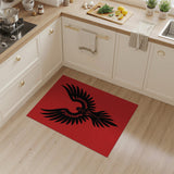 Bold Black Phoenix Silhouette Red Area Rug