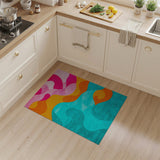 ODIKA Abstract Wavy Colorful Washable Area Rug - Low Pile Non-Slip & Pet Friendly