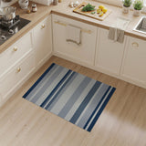 Navy Blue and Grey Striped Woven Area Rug